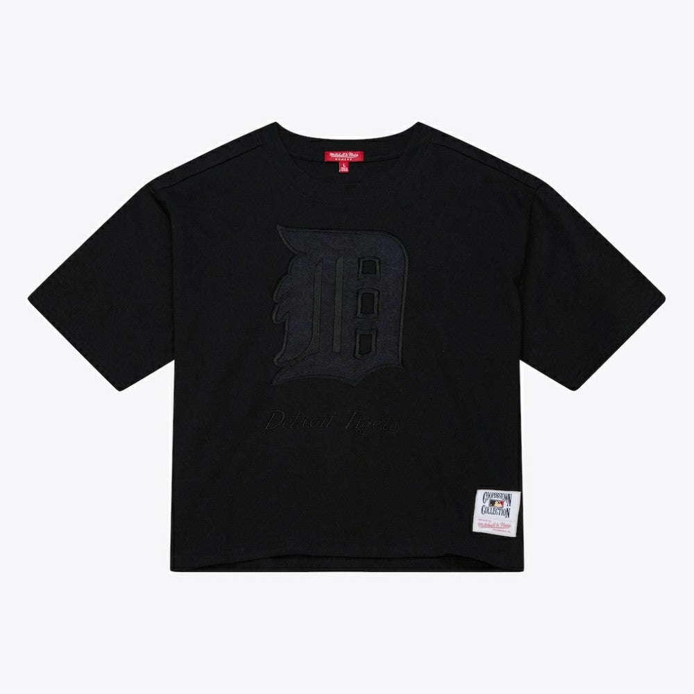 Detroit Tigers Women's Cooperstown Collection Phantom Cropped T-Shirt - Black | Mitchell & Ness