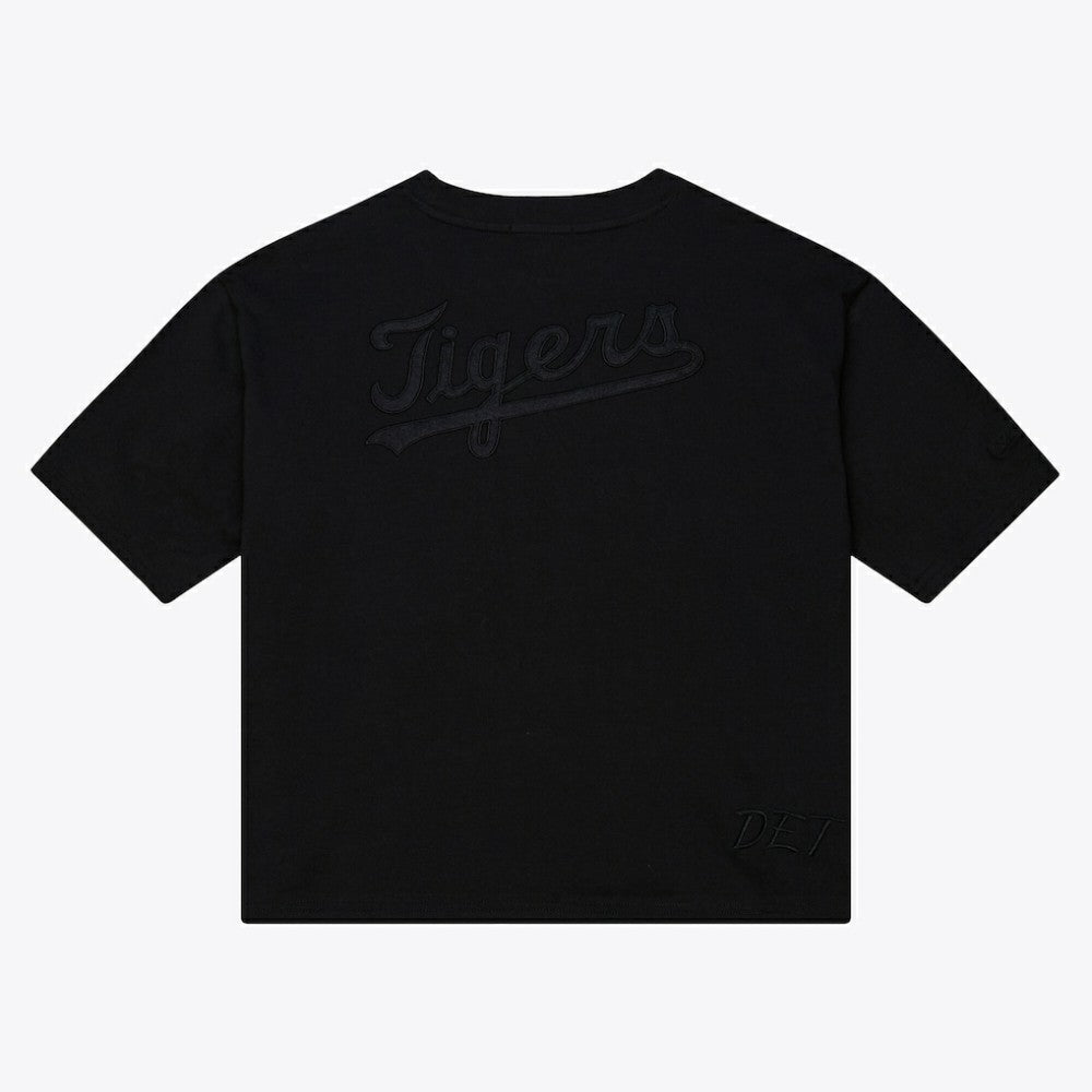 Detroit Tigers Women's Cooperstown Collection Phantom Cropped T-Shirt - Black | Mitchell & Ness