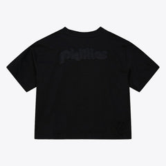 Philadelphia Phillies Women's Cooperstown Collection Phantom Cropped T-Shirt - Black | Mitchell & Ness