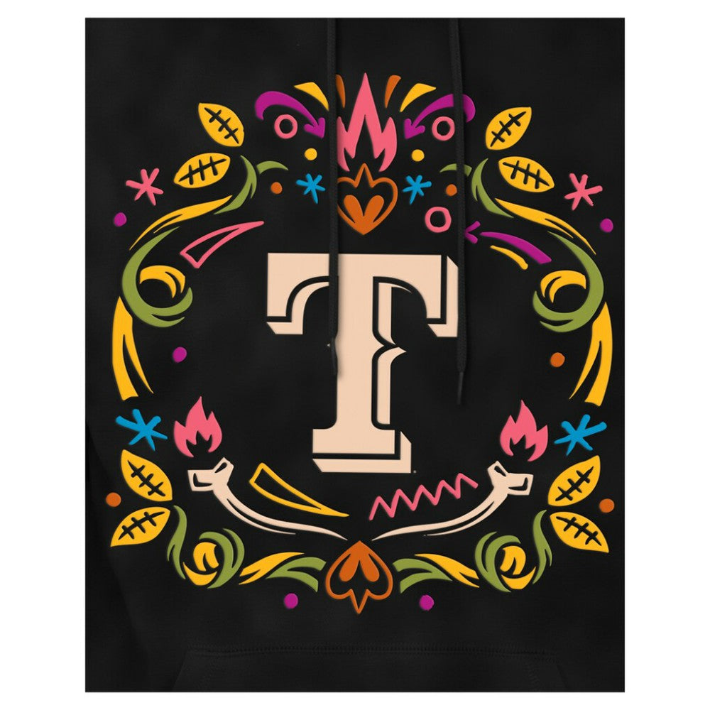 Texas Rangers Día de los Muertos Brushed Fleece Hoodie - Black | New Era