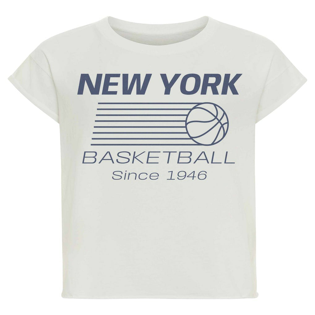 New York Knicks Sportiqe Women's Athletic Club Collection Alana Premium Cropped T-Shirt - Cream outlet