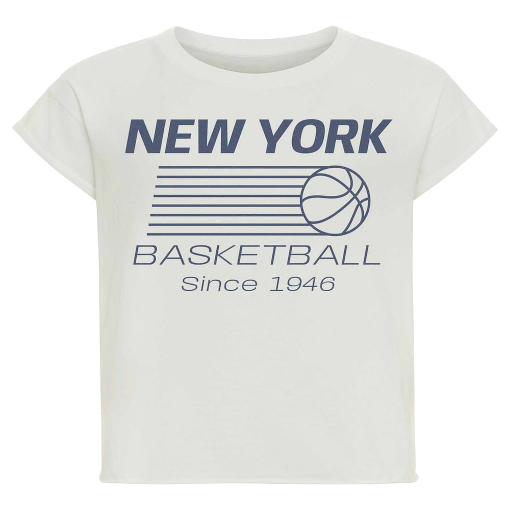 New York Knicks Sportiqe Women's Athletic Club Collection Alana Premium Cropped T-Shirt - Cream outlet
