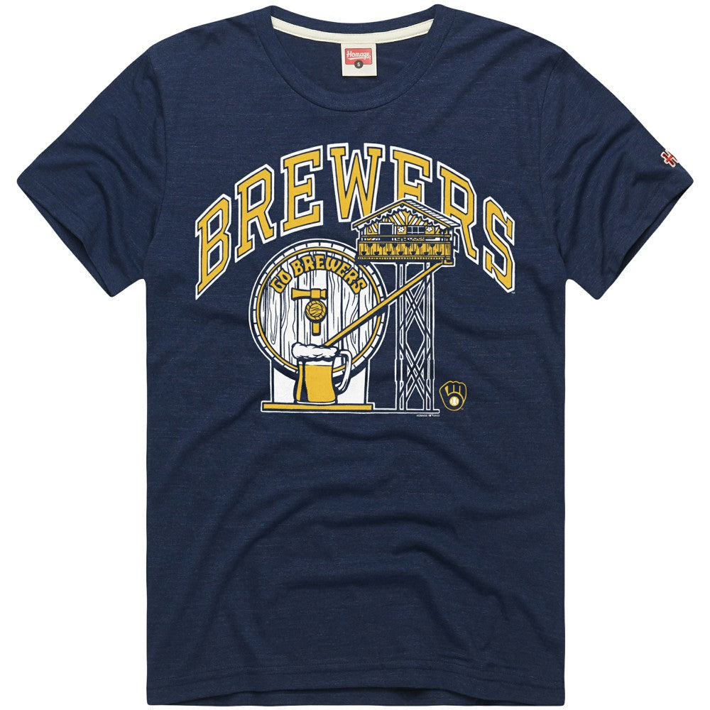Milwaukee Brewers Homage Hyper Local Refresh Tri-Blend T-Shirt - Navy