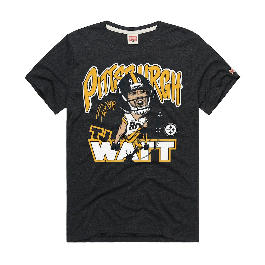 NFL Pittsburgh Steelers T.J. Watt  Homage Unisex Caricature Player Graphic Tri-Blend T-Shirt
