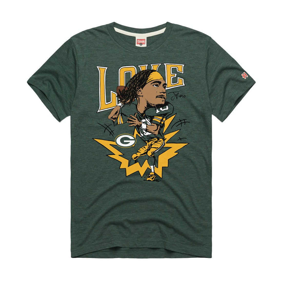 NFL Green Bay Packers Jordan Love  Homage Unisex Caricature Player Graphic Tri-Blend T-Shirt