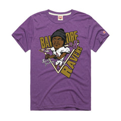 NFL Baltimore Ravens Lamar Jackson  Homage Unisex Caricature Player Graphic Tri-Blend T-Shirt