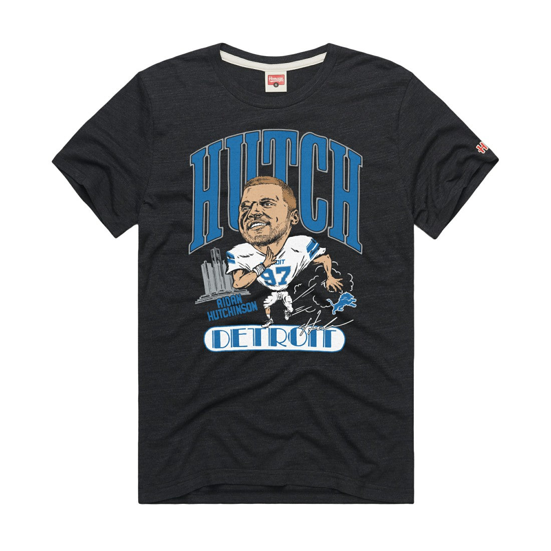 NFL Detroit Lions Aidan Hutchinson  Homage Unisex Caricature Player Graphic Tri-Blend T-Shirt