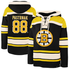 David Pastrnak Boston Bruins '47 Player Name & Number Lacer Hoodie