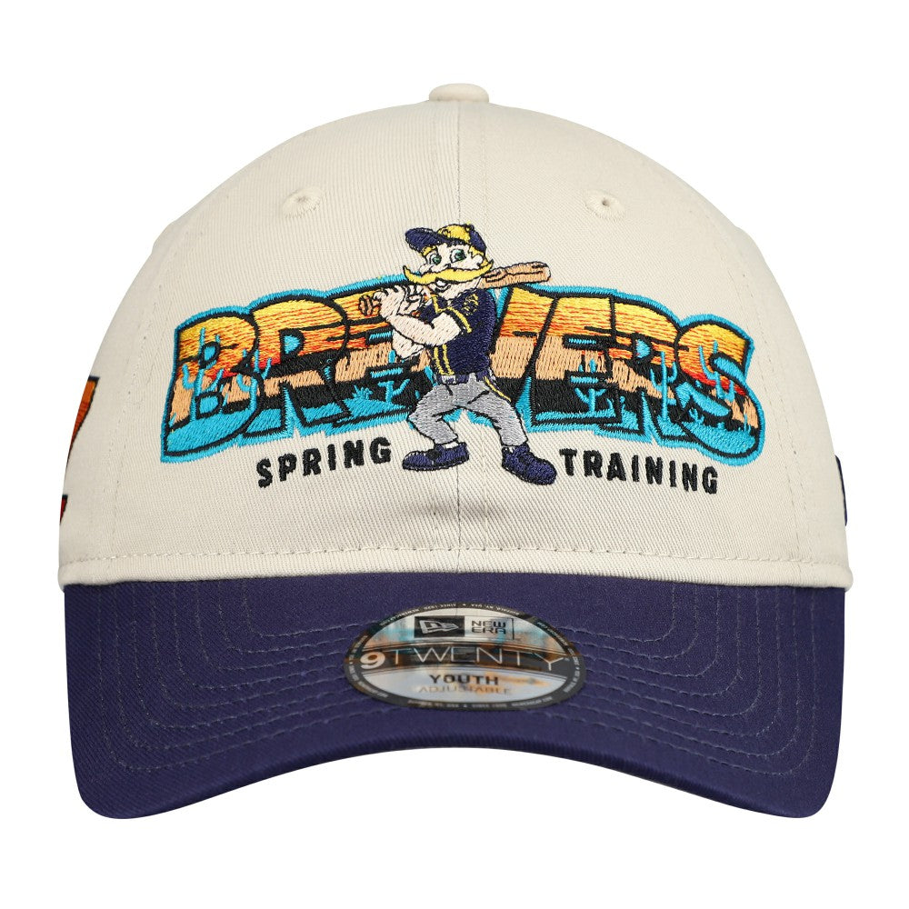 Milwaukee Brewers Youth 2026 Spring Training Fan Pack Batter 9TWENTY Adjustable Hat - Stone/Navy | New Era