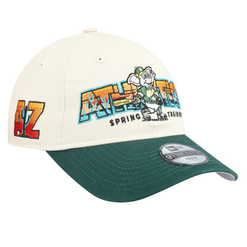 Athletics Youth 2026 Spring Training Fan Pack Batter 9TWENTY Adjustable Hat - Stone/Green | New Era
