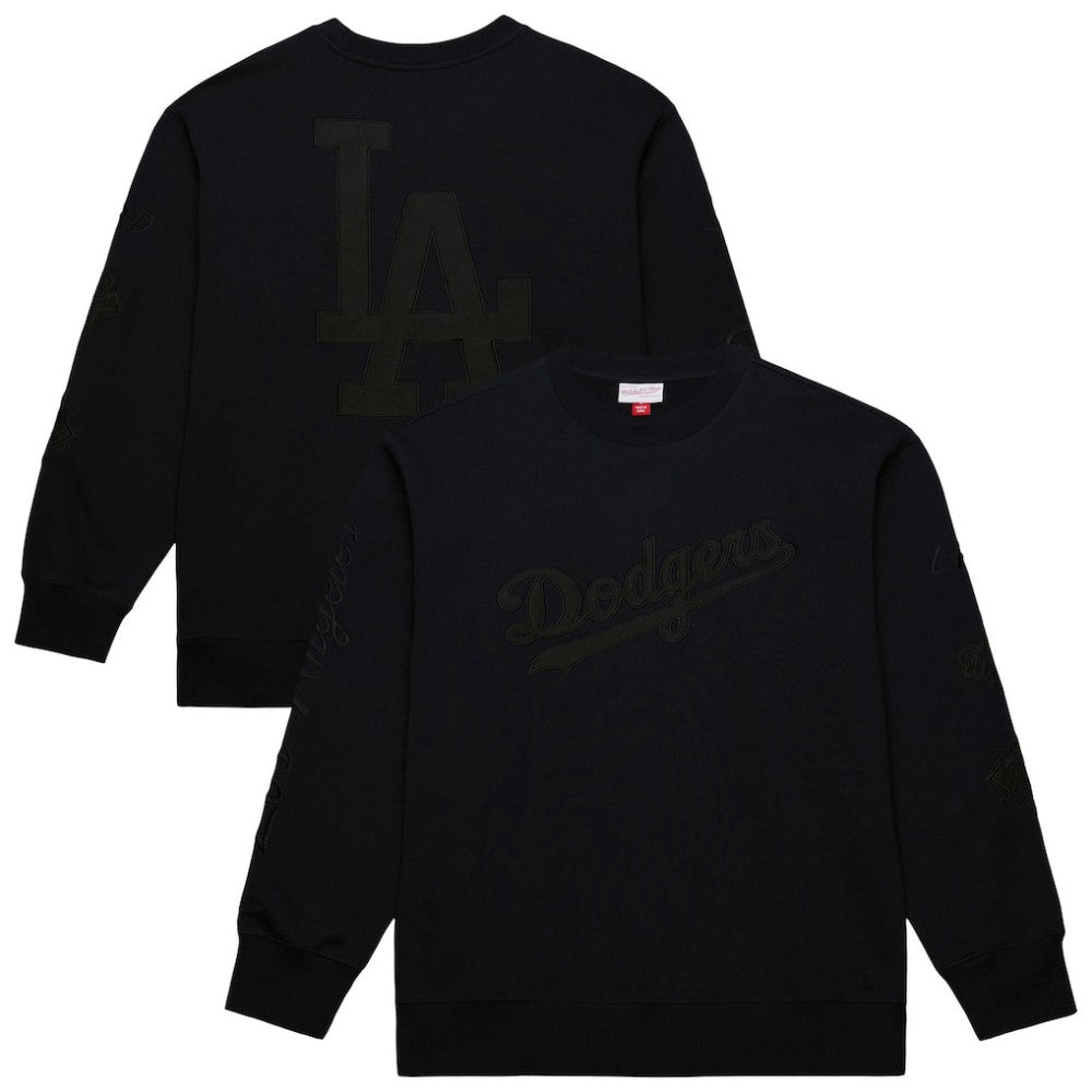 Los Angeles Dodgers Phantom Fleece Crewneck Sweatshirt - Black | Mitchell & Ness