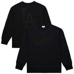 Los Angeles Dodgers Phantom Fleece Crewneck Sweatshirt - Black | Mitchell & Ness