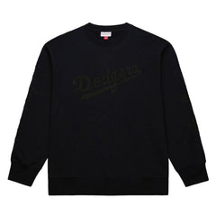 Los Angeles Dodgers Phantom Fleece Crewneck Sweatshirt - Black | Mitchell & Ness