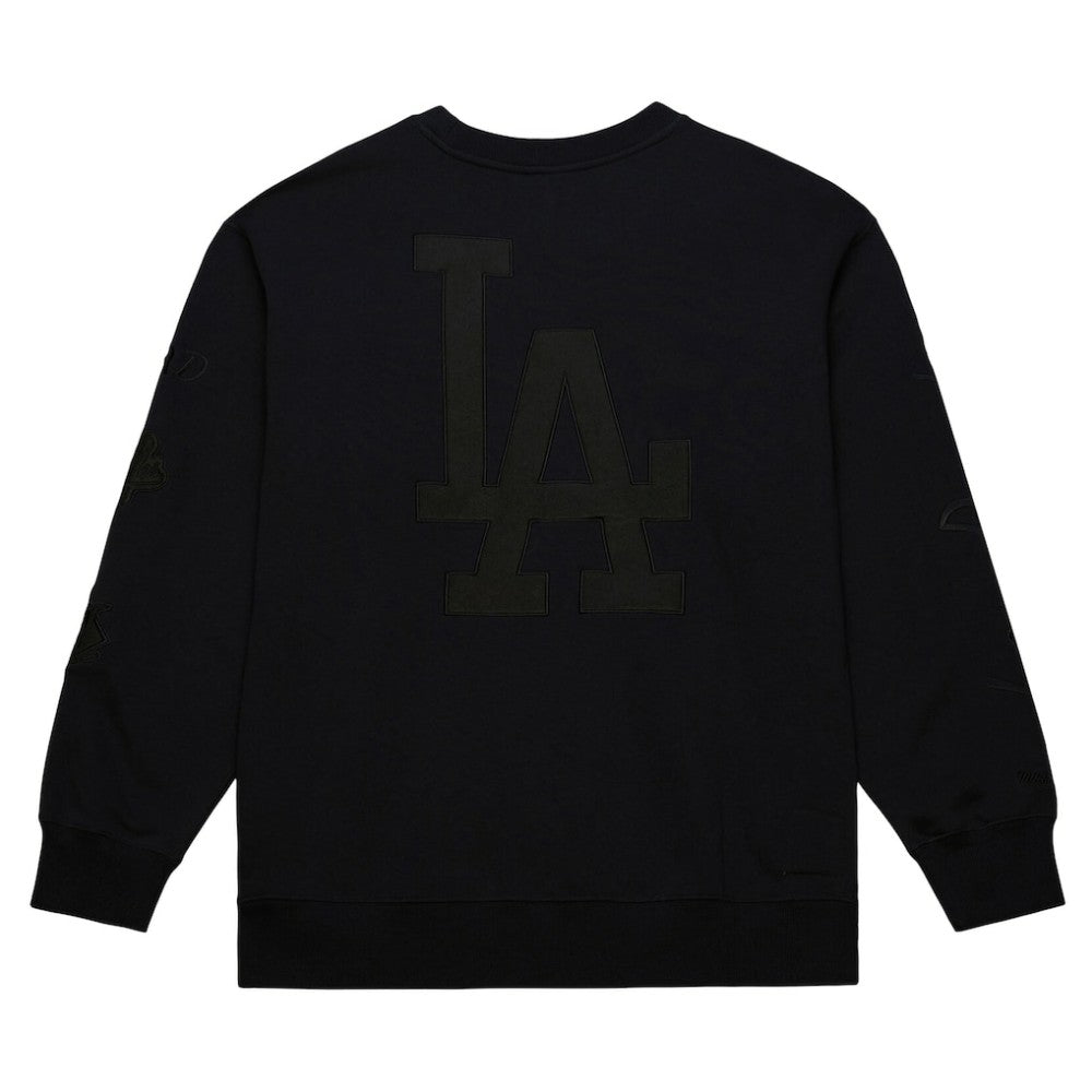 Los Angeles Dodgers Phantom Fleece Crewneck Sweatshirt - Black | Mitchell & Ness