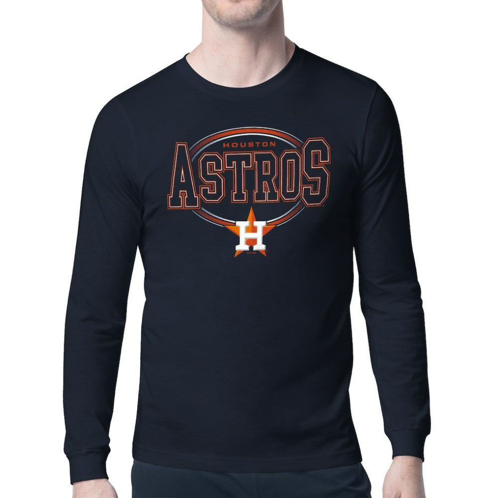 Houston Astros Starter Team Track Graphic Long Sleeve T-Shirt - Navy