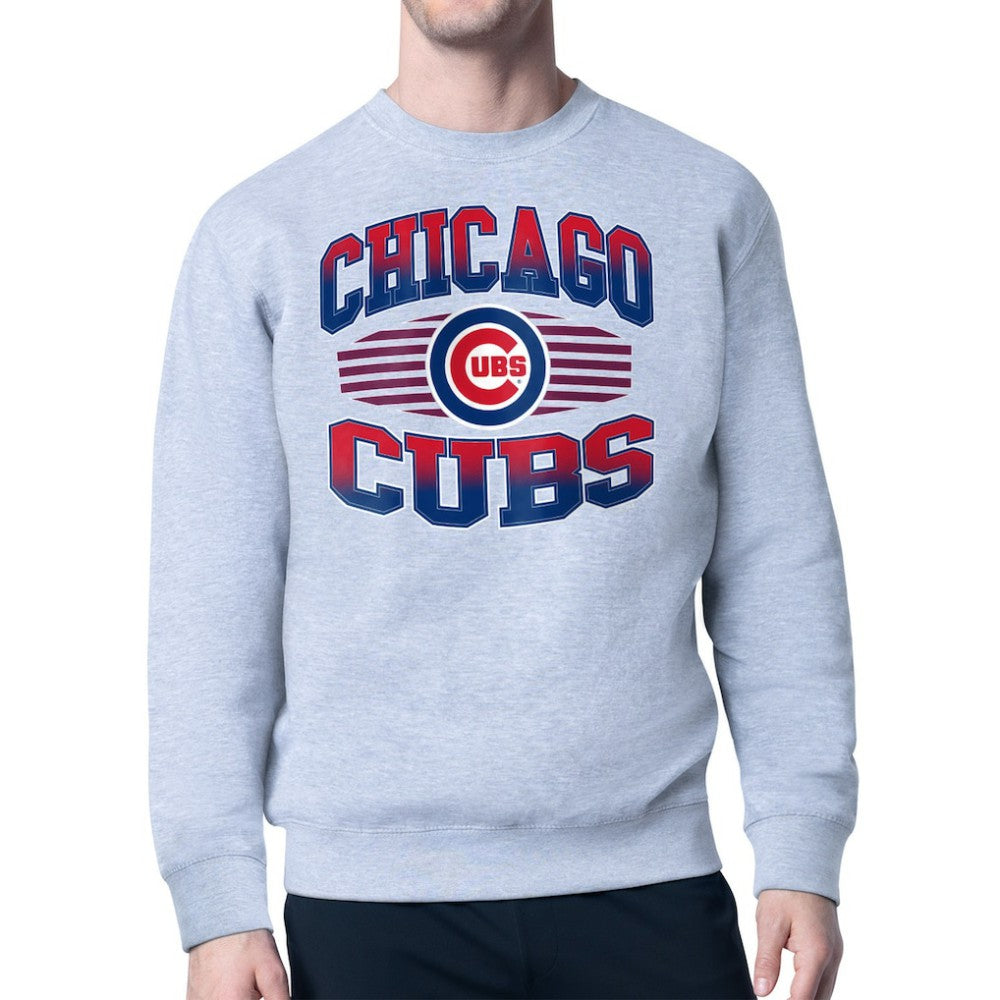Chicago Cubs Starter Team Grit Graphic Fleece Pullover Sweatshirt - Heather Gray