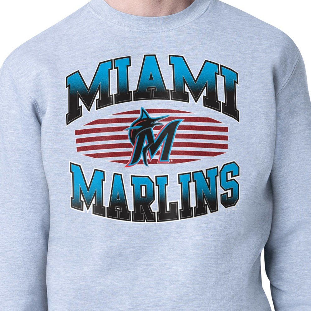 Miami Marlins Starter Team Grit Graphic Fleece Pullover Sweatshirt - Heather Gray