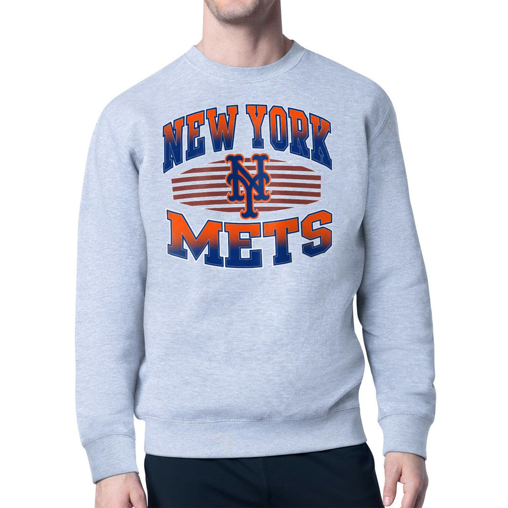 New York Mets Starter Team Grit Graphic Fleece Pullover Sweatshirt - Heather Gray