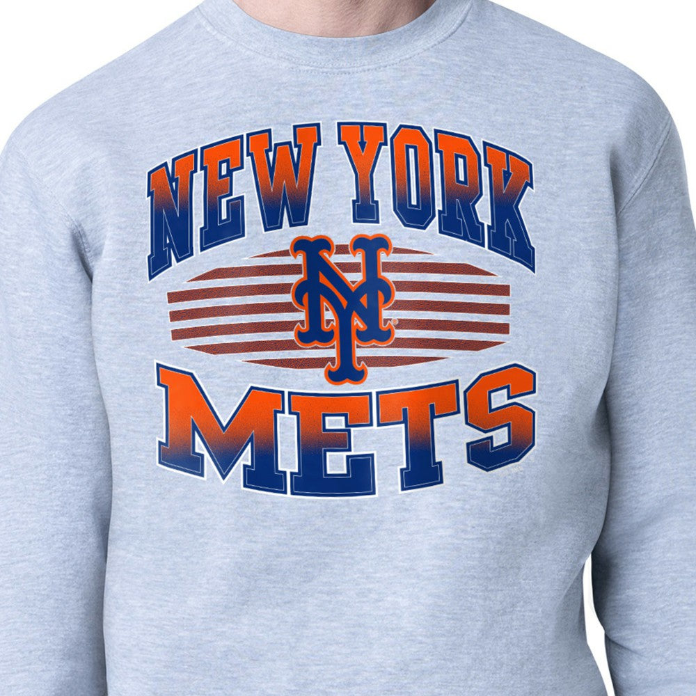 New York Mets Starter Team Grit Graphic Fleece Pullover Sweatshirt - Heather Gray