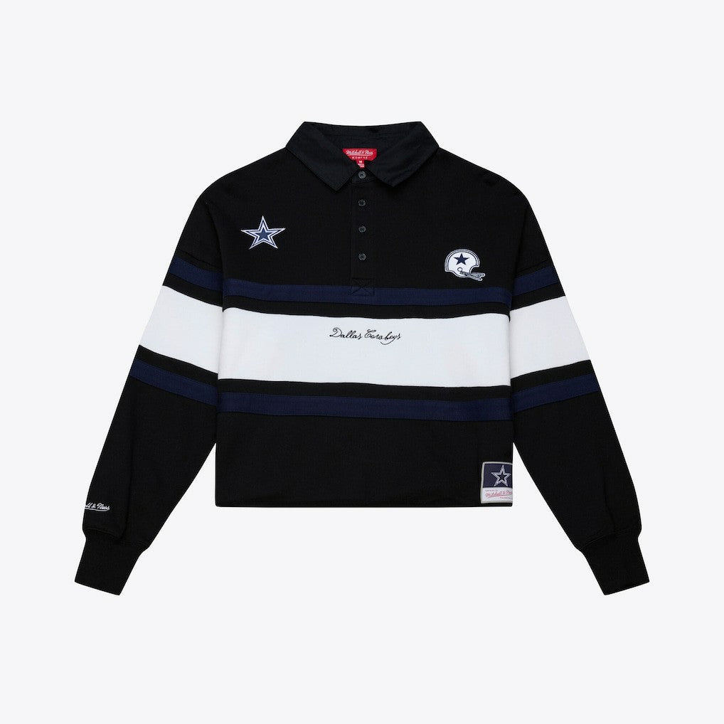 NFL Dallas Cowboys Women's Cropped Long Sleeve Rugby Polo