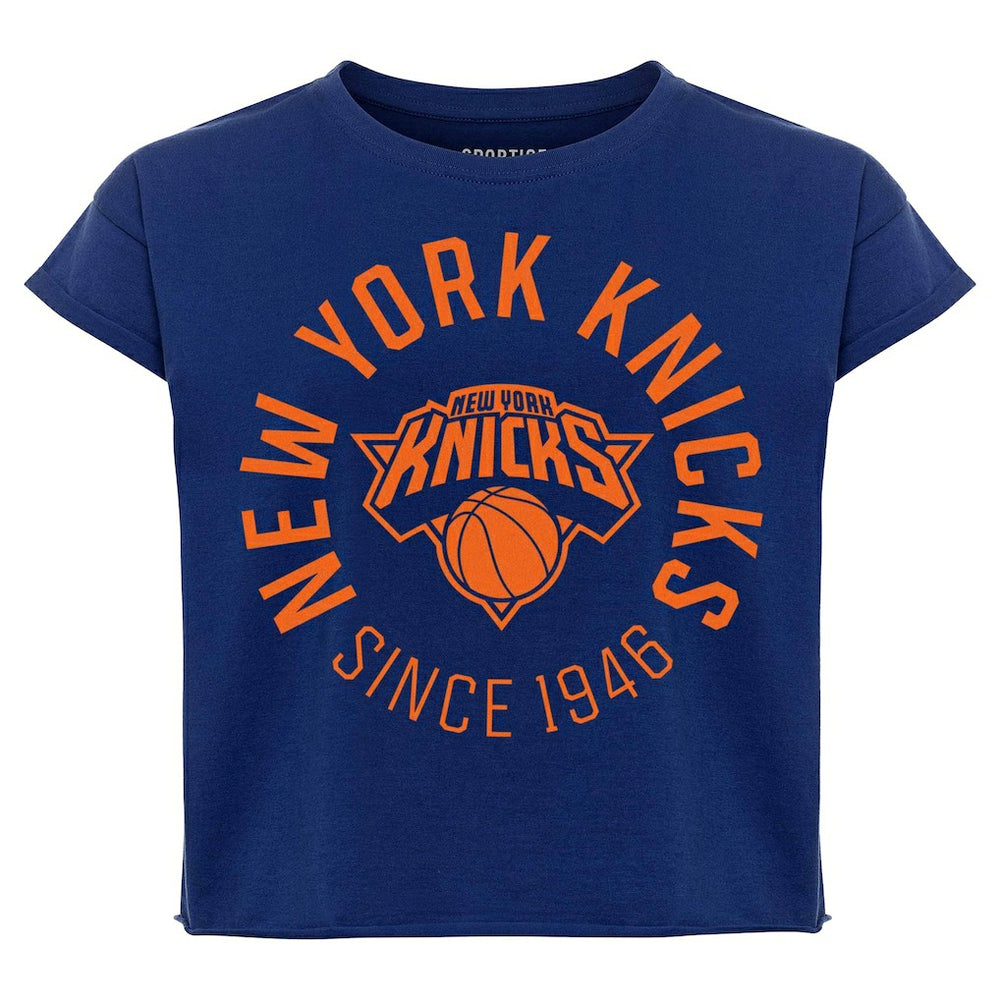 New York Knicks Sportiqe Women's Cropped Genuine Issue Collection Alana T-Shirt - Navy for sale