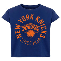 New York Knicks Sportiqe Women's Cropped Genuine Issue Collection Alana T-Shirt - Navy for sale