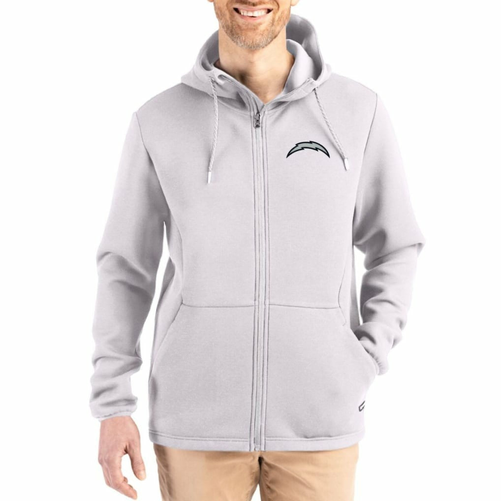 NFL Los Angeles Chargers Cutter & Buck Roam Epic Comfort Recycled Full-Zip Hoodie Jacket