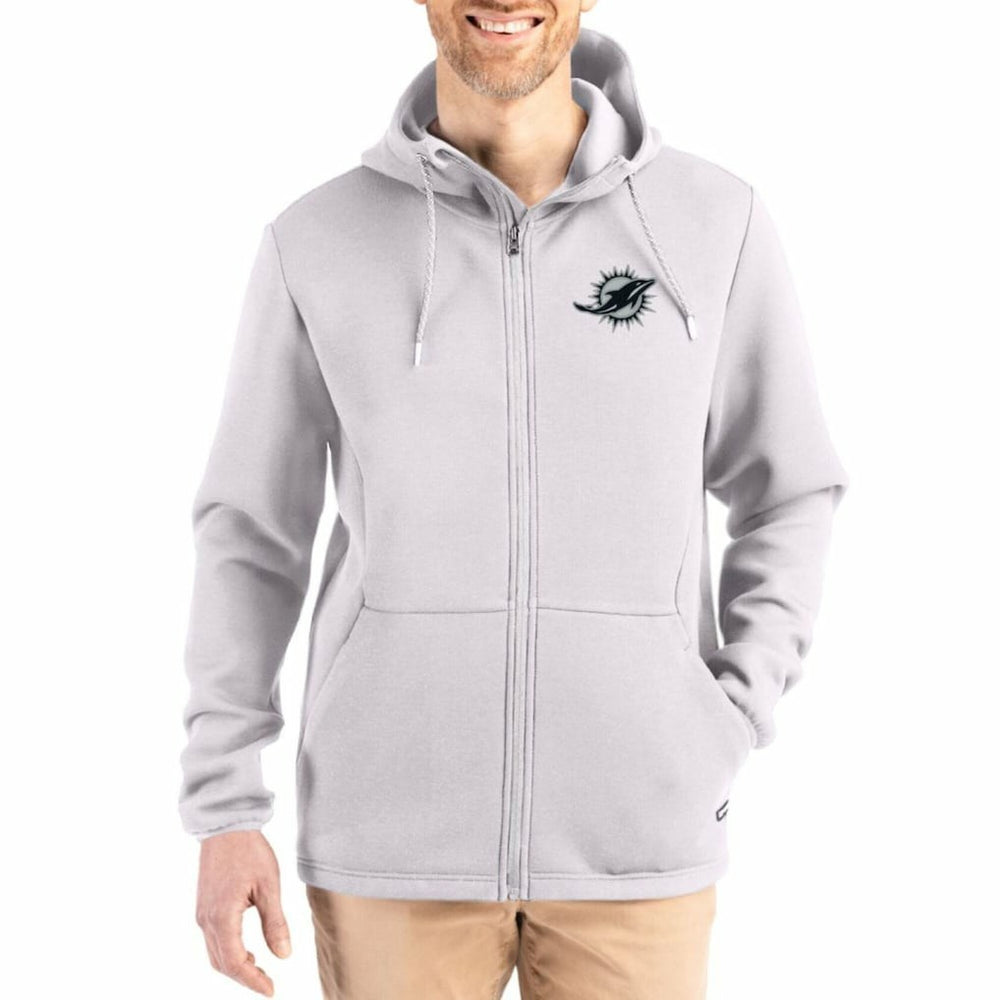NFL Miami Dolphins Cutter & Buck Roam Epic Comfort Recycled Full-Zip Hoodie Jacket