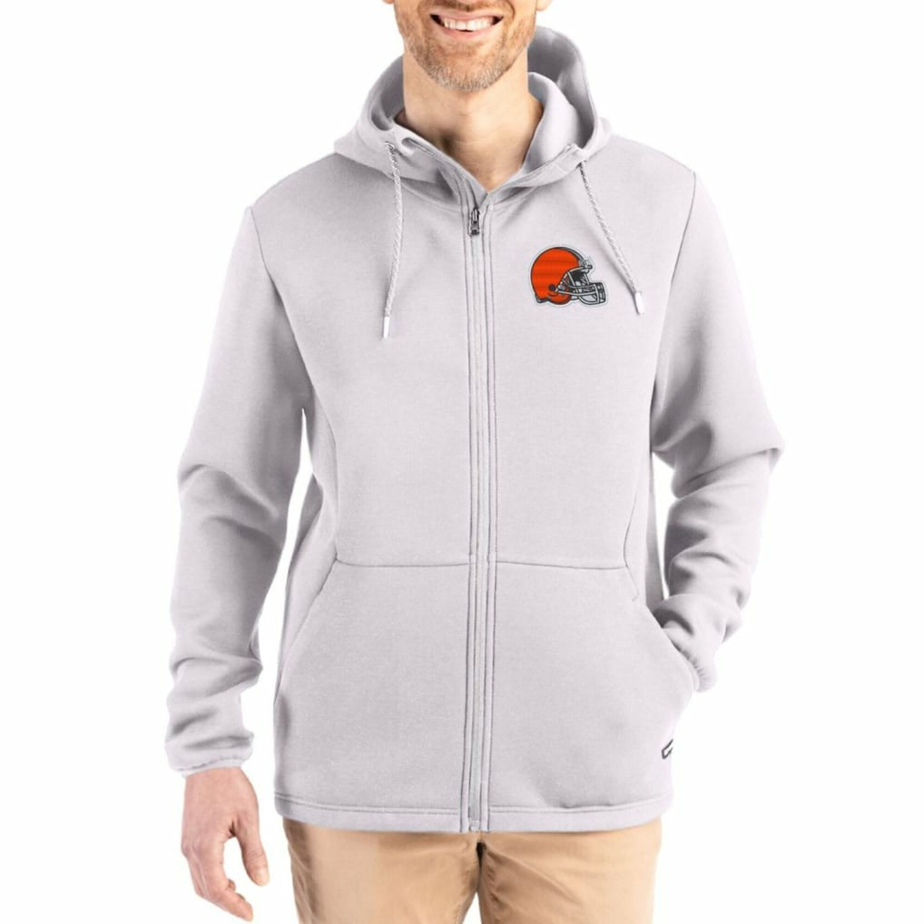 NFL Cleveland Browns Cutter & Buck Roam Epic Comfort Recycled Full-Zip Hoodie Jacket