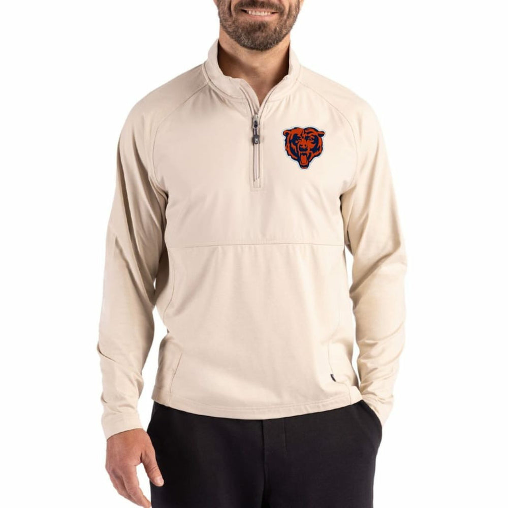 NFL Chicago Bears Cutter & Buck Adapt Eco Knit Hybrid Recycled Quarter-Zip Jacket