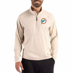 NFL Miami Dolphins Cutter & Buck Adapt Eco Knit Hybrid Recycled Quarter-Zip Jacket