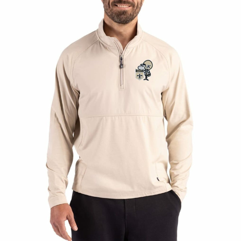 NFL New Orleans Saints Cutter & Buck Adapt Eco Knit Hybrid Recycled Quarter-Zip Jacket