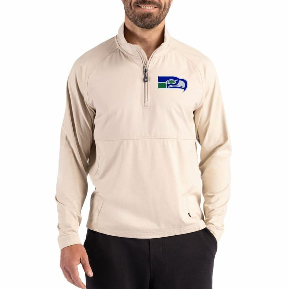 NFL Seattle Seahawks Cutter & Buck Adapt Eco Knit Hybrid Recycled Quarter-Zip Jacket