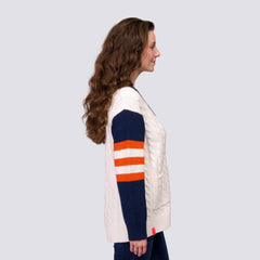 Houston Astros Lusso Women's Shyla Knit V-Neck Full-Zip Sweater - Navy/White