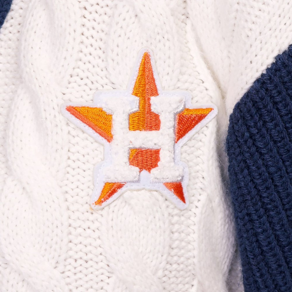 Houston Astros Lusso Women's Shyla Knit V-Neck Full-Zip Sweater - Navy/White