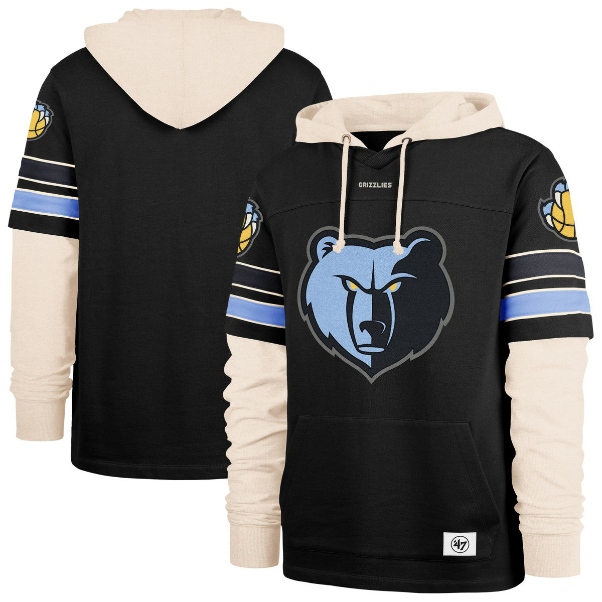 Memphis Grizzlies '47 Split Zone Cornerback Duo Hoodie - Black | 47 brand discount