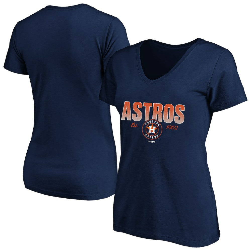 Houston Astros Profile Women's Plus Size Wordmark V-Neck T-Shirt - Navy