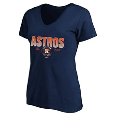 Houston Astros Profile Women's Plus Size Wordmark V-Neck T-Shirt - Navy
