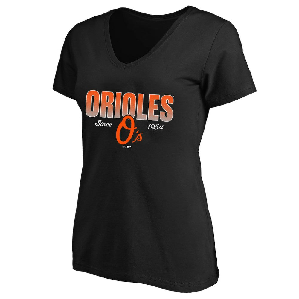 Baltimore Orioles Profile Women's Plus Size Wordmark V-Neck T-Shirt - Black