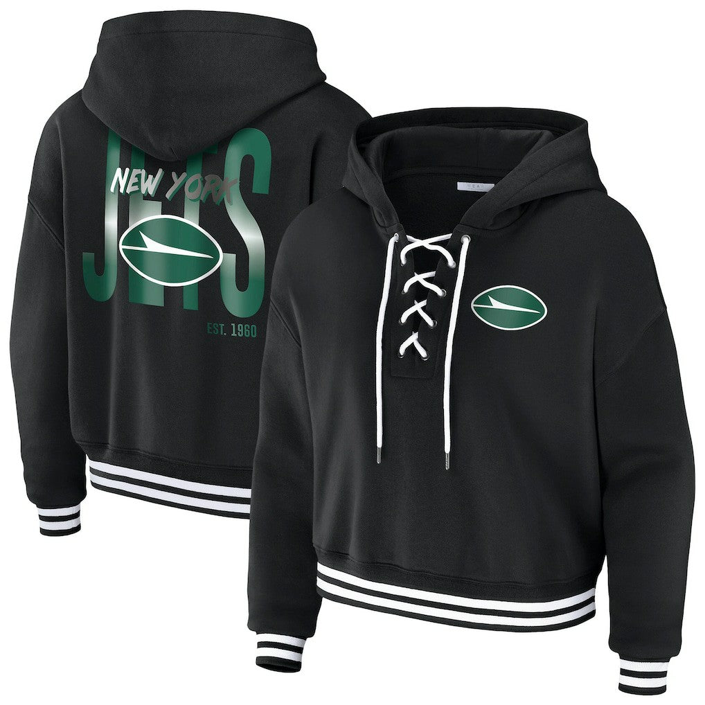 NFL New York Jets WEAR by Erin Andrews Women's Lace-Up Fleece Hoodie