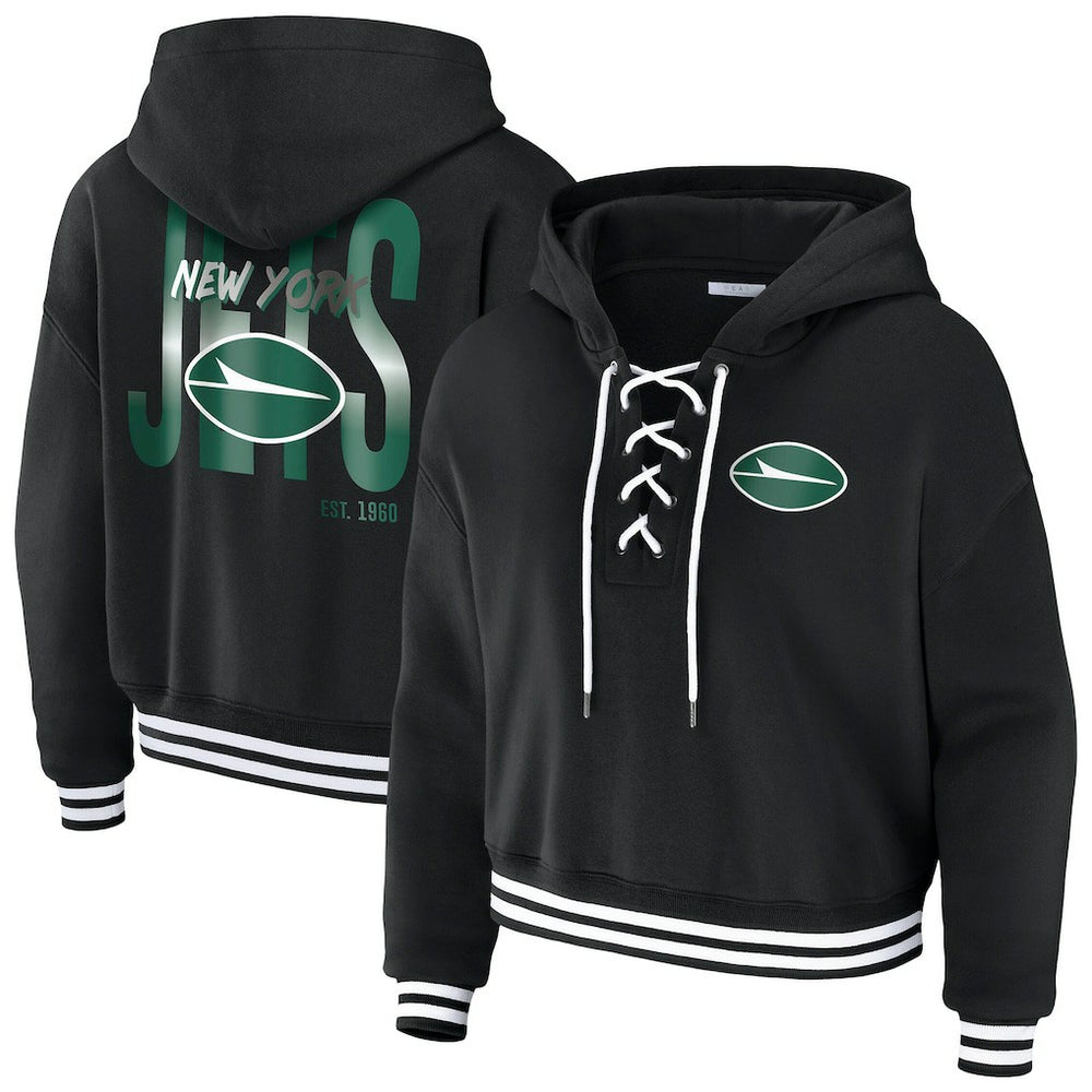 NFL New York Jets WEAR by Erin Andrews Women's Lace-Up Fleece Hoodie