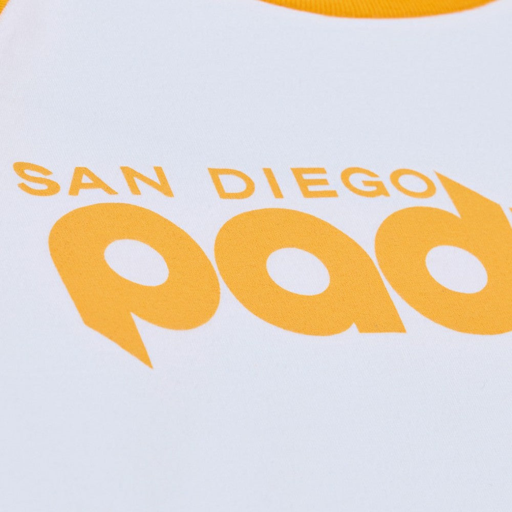 San Diego Padres Women's Cropped Raglan Boxy T-Shirt - White | Mitchell & Ness