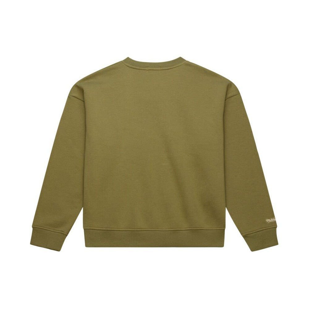 San Diego Padres Women's Oversized Crewneck Sweatshirt - Olive | Mitchell & Ness