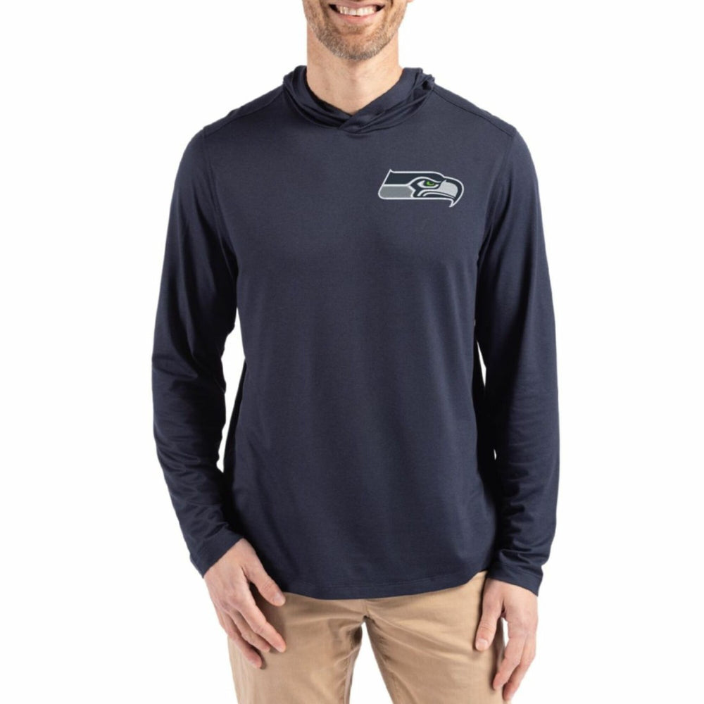 NFL Seattle Seahawks Cutter & Buck Coastline Epic Comfort Eco Recycled Long Sleeve Hoodie T-Shirt