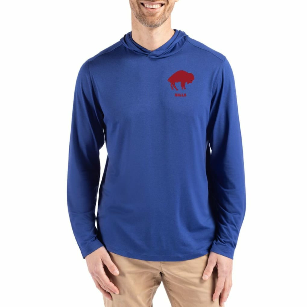 NFL Buffalo Bills Cutter & Buck Coastline Epic Comfort Eco Recycled Long Sleeve Hoodie T-Shirt