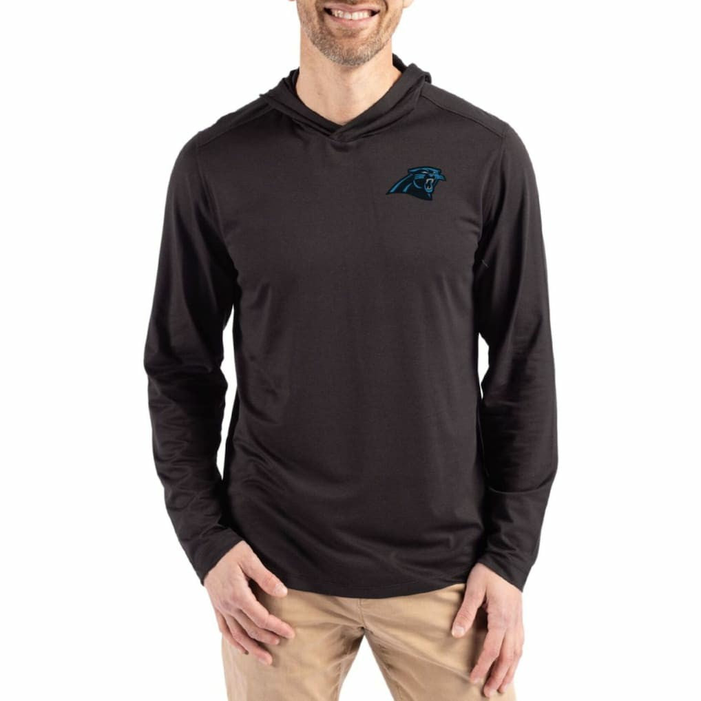 NFL Carolina Panthers Cutter & Buck Coastline Epic Comfort Eco Recycled Long Sleeve Hoodie T-Shirt