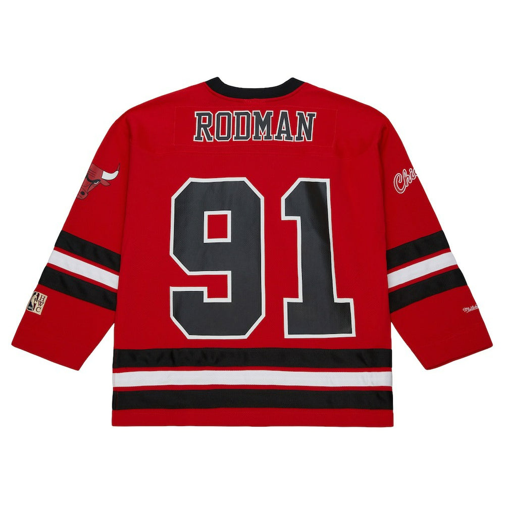 Dennis Rodman Chicago Bulls Unisex Maxxed Out Fashion Hockey Jersey sale - Red | Mitchell & Ness outlet