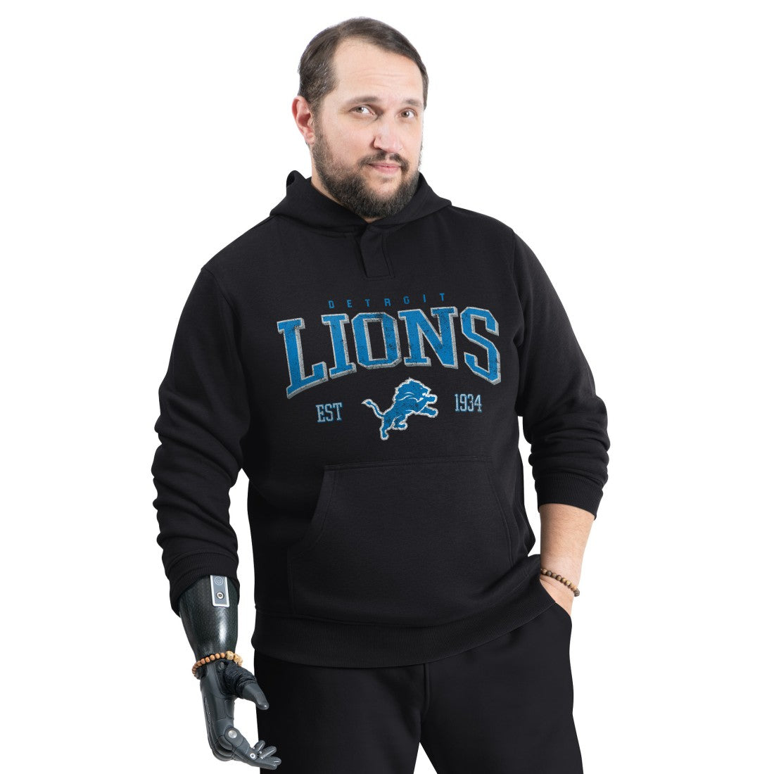 NFL Detroit Lions G-III Sports by Carl Banks Adaptive Team Spirit Graphic Fleece Pullover Hoodie
