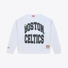 Boston Celtics Women's Lightweight Block Letter Sweatshirt - White | Mitchell & Ness shop