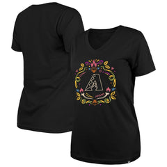 Arizona Diamondbacks Women's Día de los Muertos V-Neck T-Shirt - Black | New Era